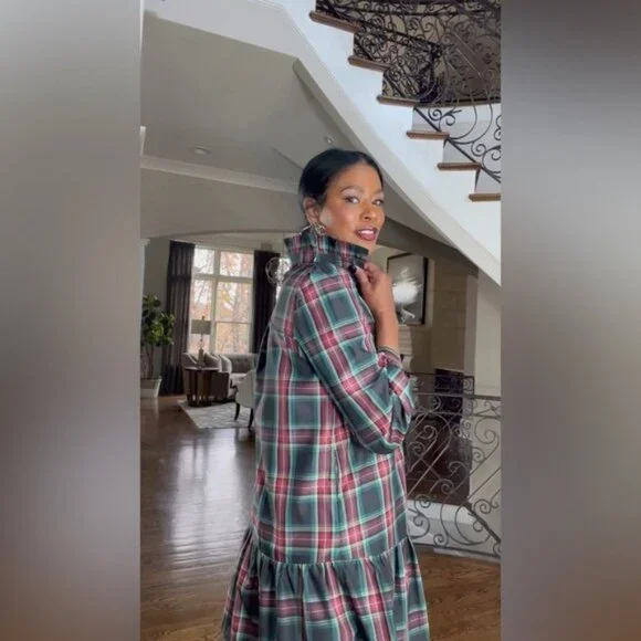 Tuckernuck Palmerston Tartan Plaid Drop Waist Long Sleeve Mini Dress Size XS - Picture 4 of 16